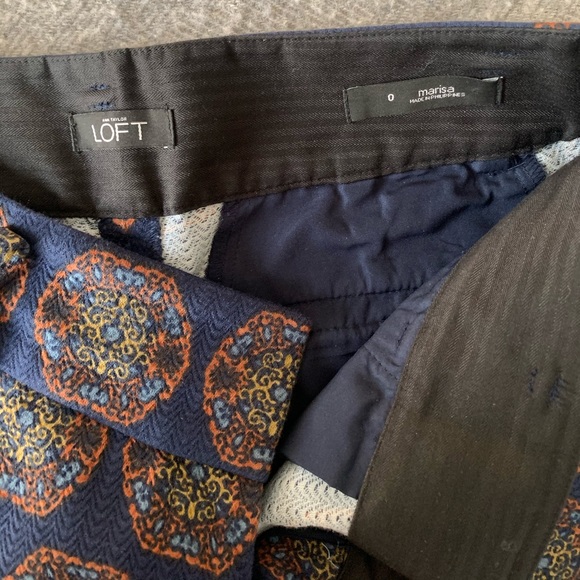 LOFT - Marisa Navy Blue Brocade Ankle Trouser - Picture 6 of 14